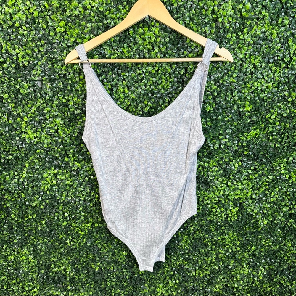 Free people gray ribbed bodysuit nwt